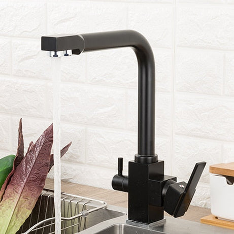 Brass kitchen faucet, water purifier outlet - Beige, Black or Chrome faucet