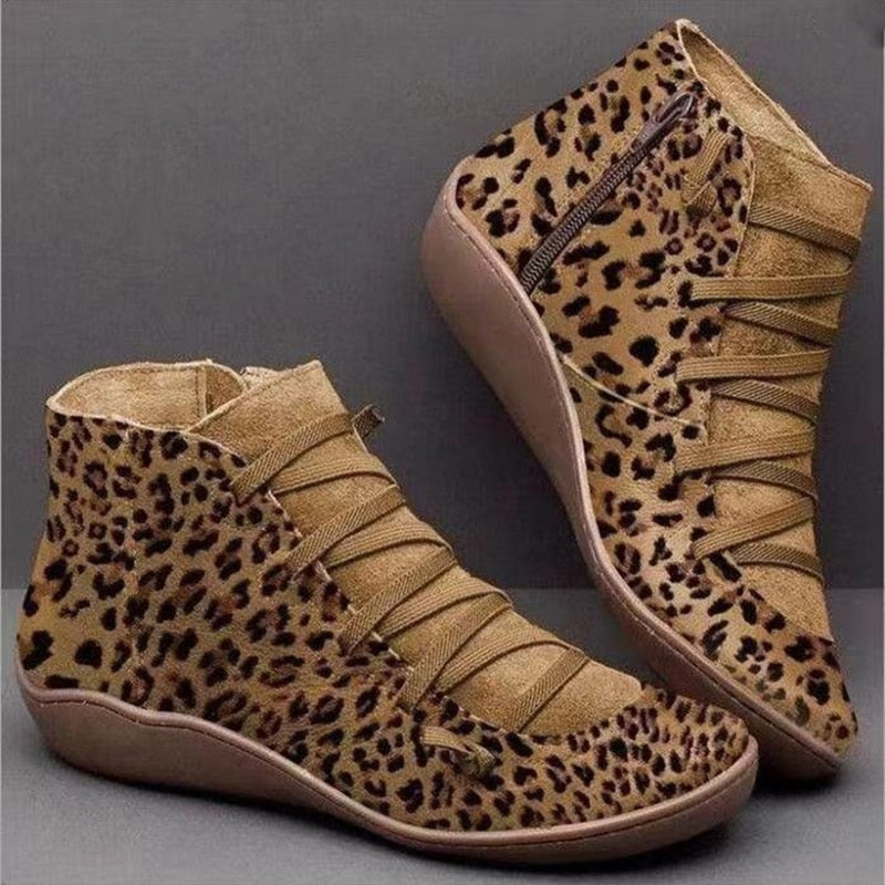 Leopard print winter orthopedic shoes for women