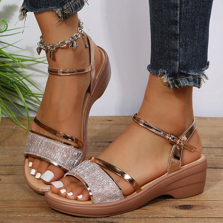 Gladiator sandals with wedge heels for Women - Pyrti